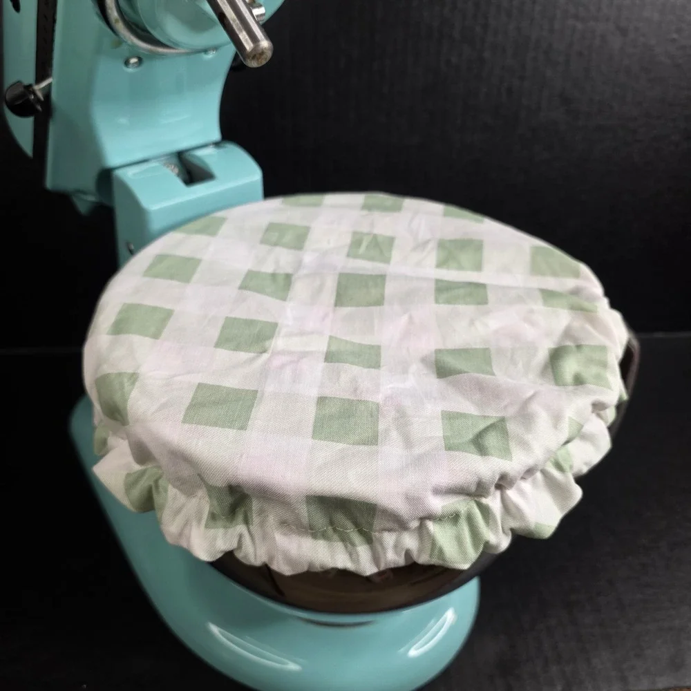 Pink Strawberries Mint Green Gingham KitchenAid Mixer Mixing Bowl Cover Baking